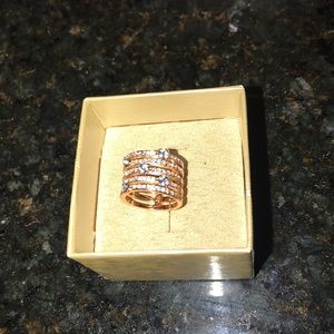 New Rose Gold Swarovski Crystal Ring - Size 6